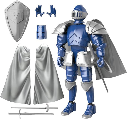 T13 Medieval Knight Action Figure, Knight Action Figures Assembly Required Knight Armor Action Figure Multi-Jointed Movable Medieval Action Figures Medieval Knight T13 Figure for Kids & Adults (Blue)