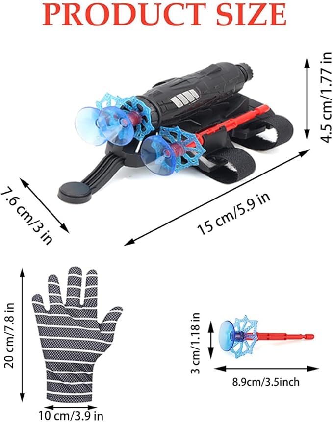 2 Pcs Black Spider Silk Wrist Launcher - High-Precision Web Shooter for Cosplay, Roleplay & Outdoor Fun - Adjustable Strap, Durable Design, Safe for Kids& Adults