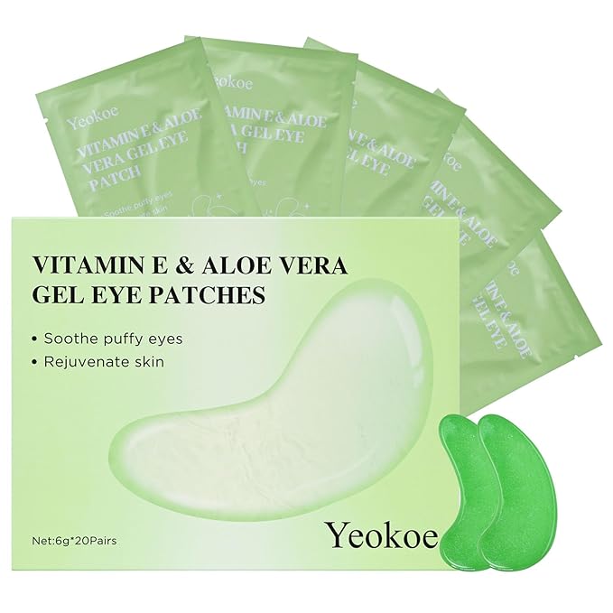 Yeokoe Under Eye Patches for Dark Circles,Puffy Eyes,20 Pairs Face Masks SkinCare With Vitamin E and Aloe Vera Gel for Rejuvenate
