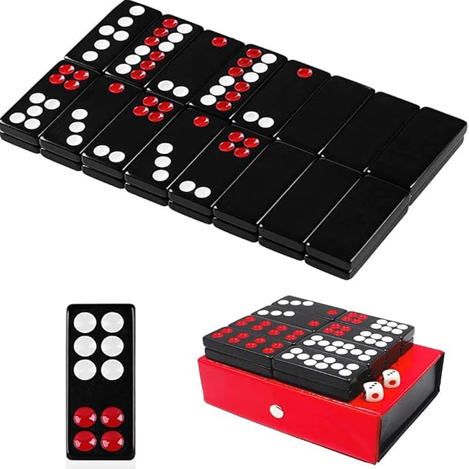 32PCS Pai Gow Tiles Game Set,Chinese Traditional Black Dominoes Pai Gow, Pai Gow Poker, Best Casino Game Party Fun Toy for Entertainemnt (18#)