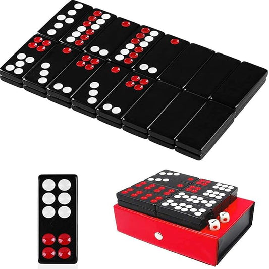 32PCS Pai Gow Tiles Game Set,Chinese Traditional Black Dominoes Pai Gow, Pai Gow Poker, Best Casino Game Party Fun Toy for Entertainemnt (18#)
