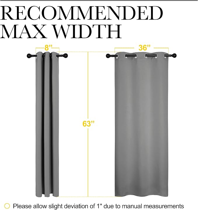 NICETOWN Silver Grey Thermal Insulated Grommet Blackout Curtains, Kids Window Drape Panel for Nursery, Privacy Short Curtains (2 Panels, W42 x L63 -Inch)