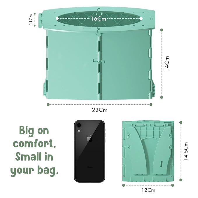 Teo - Portable Toddler Travel Potty – Foldable, Lightweight, Leak-Proof Toilet for Kids with Travel Bag & Disposable Liners – Compact Potty Chair for Home & On-the-Go Use (Adventure Green)