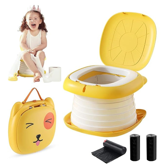 Travel Potty for Toddler,Foldable and Portable Toilet for Kids, Apply to Seat Emergency Toilet for Car, Camping, Outdoor, Indoor,Orange