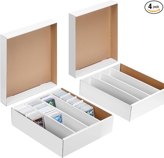2/4-Pack Trading Card Storage Box，3200 Count Baseball Card storage box with Dividers Storage for Sports football basketball organizer box Cardboard bulk