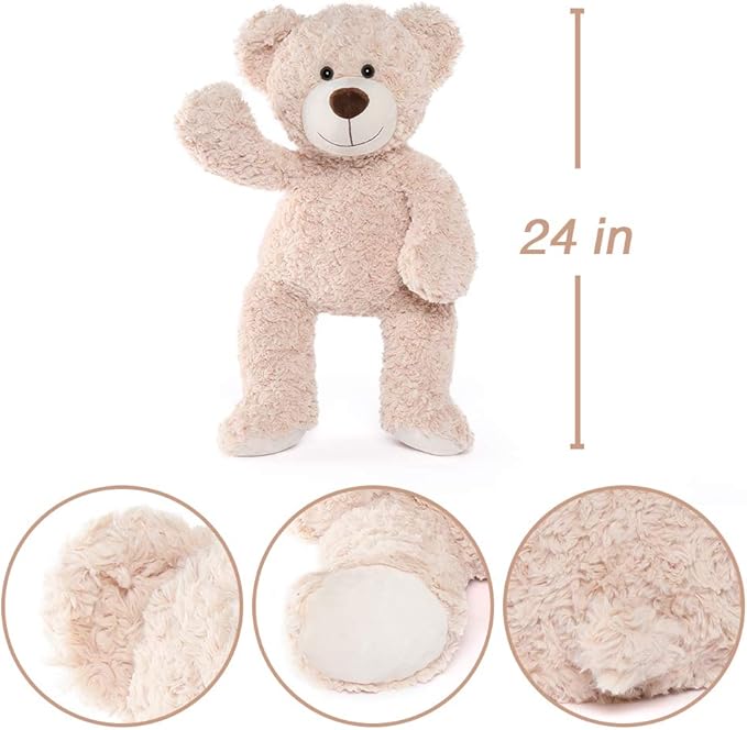 Tezituor Brown Beige Teddy Bear Stuffed Animal - 24 inches Teddy Bear Plush Toy for Boys and Girls