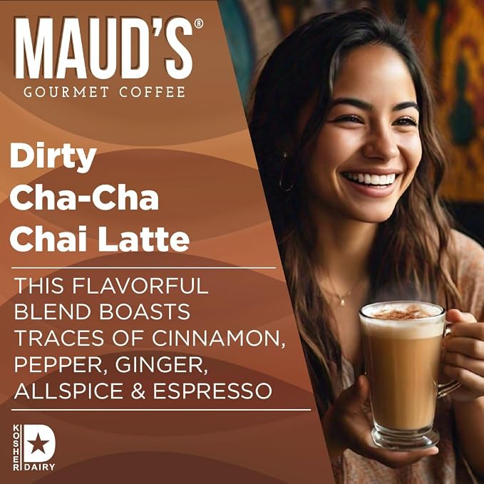 Maud's Espresso Chai Tea Latte Pods, 18 ct, Single Serve Tea Pods - 100% Gourmet Blended Tea Leaves, Compatible with Keurig K Cups Maker
