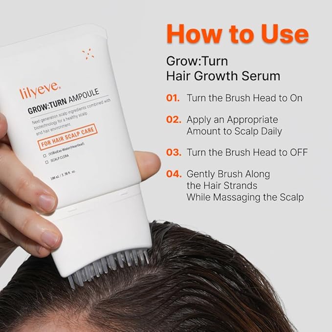 lilyeve GROWTURN Hair Growth Serum with Built-in Brush, Heartleaf-Derived Exosomes to Revitalize, Korean Hair Care, 3.38 fl. oz. (Pack of 1)
