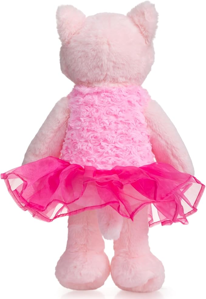 Ballerina Cat Stuffed Animal Cute Plush Cat in Tutu Skirt Birthday Dance Recital Gifts for Girls Kids 21’’ Pink