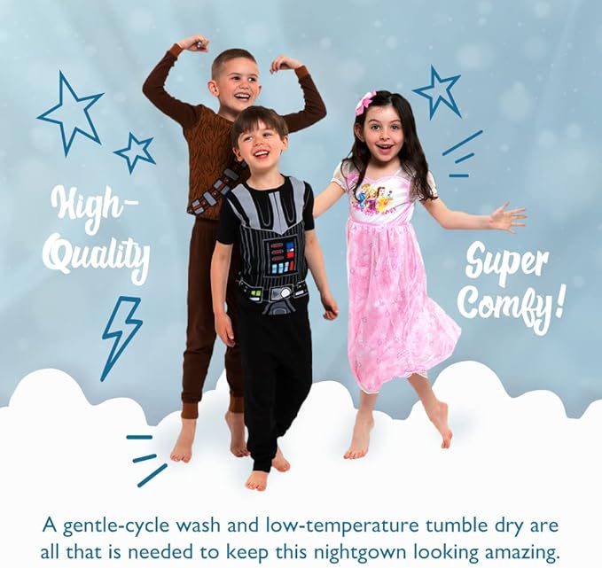 Disney Girls' Princess Dress Nightgown, Fantasy Gown, Soft & Cute Pajamas for Kids