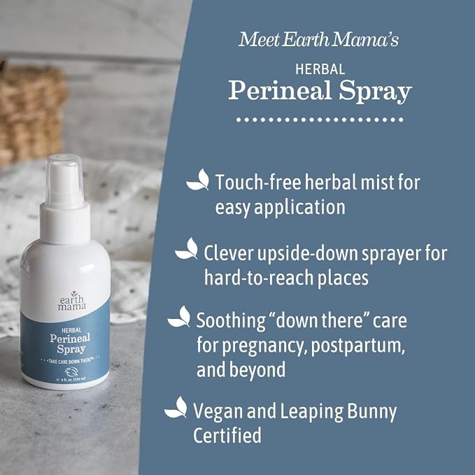 Earth Mama Herbal Perineal Spray | Safe for Pregnancy and Postpartum Recovery, Witch Hazel Natural Cooling Spray for After Birth Feminine Care Essentials, No Benzocaine or Butane, 4-Fl oz (2-Pack)
