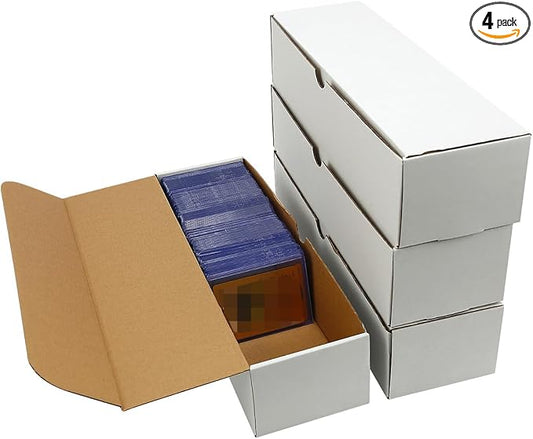 4-Pack • 3200-Count Trading/Gaming Card Box – Fits Toploaders & Sports Cards – Heavy-Duty Cardboard Organizer