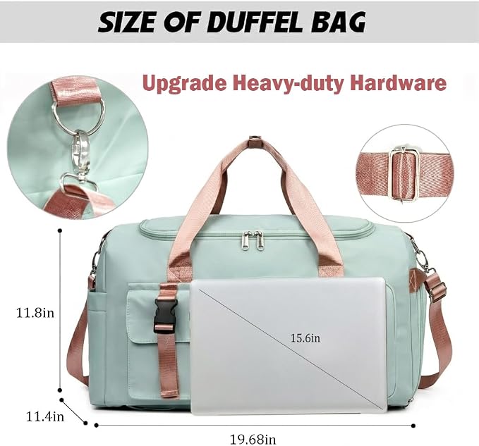 Eslcorri Gym Duffle Bag for Women Men, Sports Backpack with Wet & Shoe Compartment, Fitness Overnight Weekender Bag for Yoga, Swim, Travel (Style B, Black)