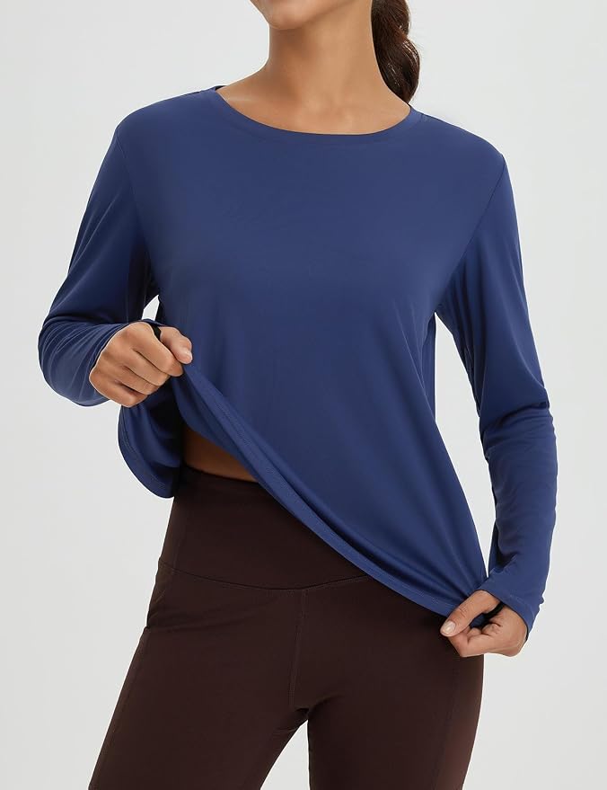 baleaf Women's Long Sleeve Workout Tops Running Sun Shirts Split Back | UPF 50+, Quick Dry, Lightweight, Breathable, Moisture-wicking, SPF, UV, for Athletic, Gym, Hiking, Tennis, Outdoor