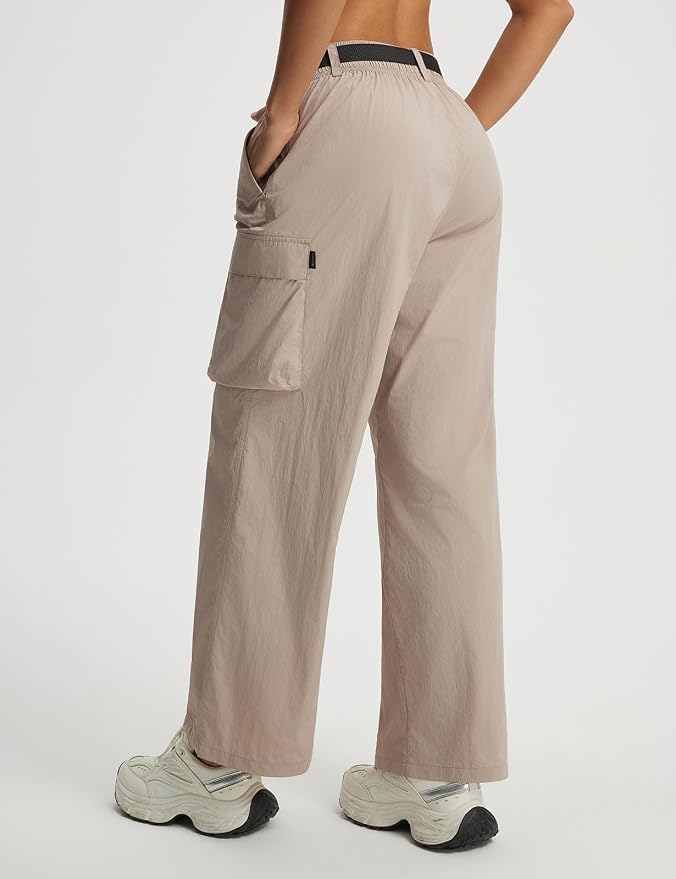baleaf Women's Lightweight Hiking Pants Quick Dry Wide Leg Outdoor Pants for Women Travel Cargo Pants with Pockets