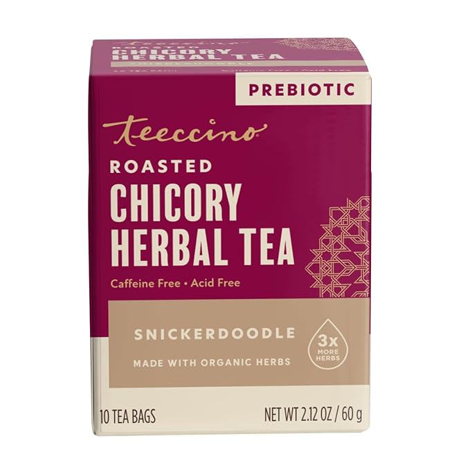 Teeccino Snickerdoodle Herbal Tea - Dessert Beverage That’s Prebiotic, Caffeine-Free & Acid Free, 10 Tea Bags