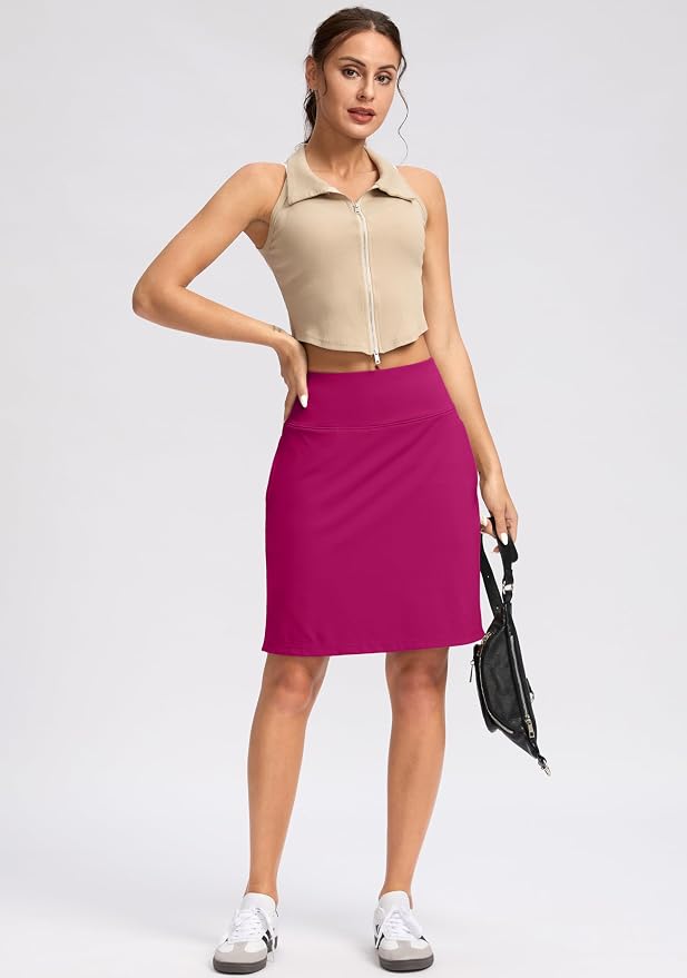 G Gradual 20" Skorts with Pockets Knee Length Golf Skirt | Built in Soft Shorts, High Waisted, Tummy Control, Breathable, Long Skorts for Athletic, Tennis, Dressy, Casual, Summer