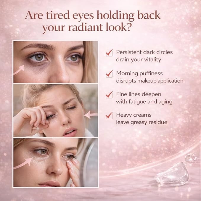 Under Eye Brightener with Cooling Metal Rollerball - Ceramide & Caffeine Eye Serum for Dark Circles and Puffiness Anti Aging, for Men/Women 15ml / 0.51floz (2Pcs) ﻿