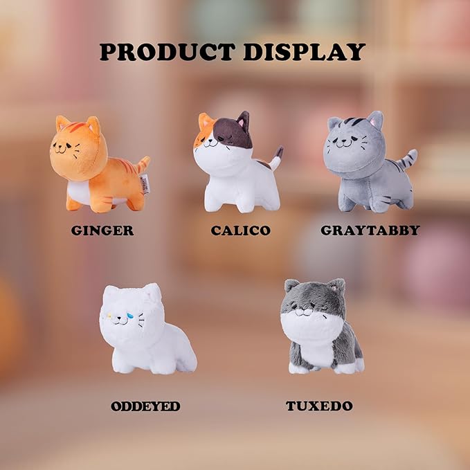 Cat Blind Box Figures,Cute Plush Blind Box,Random Design Action Figures Collectible Toys Home Decorations, Holiday Birthday Gifts,Single Box