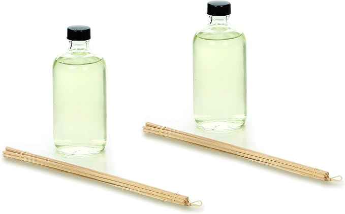 Hosley Essence of Elegance Set of 2 Vanilla Almond Reed Diffuser Refill Oils, 200ml Each with Chic Diffuser Bottle & Stylish Reed Sticks - Birthday Gifts for Women, Home & Room Decor
