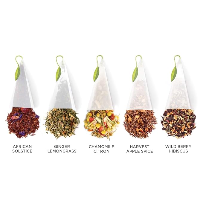 Tea Forte Premium Presentation Box Gift Set Sampler, 20 Count, Assorted Blends Individually Wrapped Handcrafted Pyramid Infuser Bags, Herbal Tea