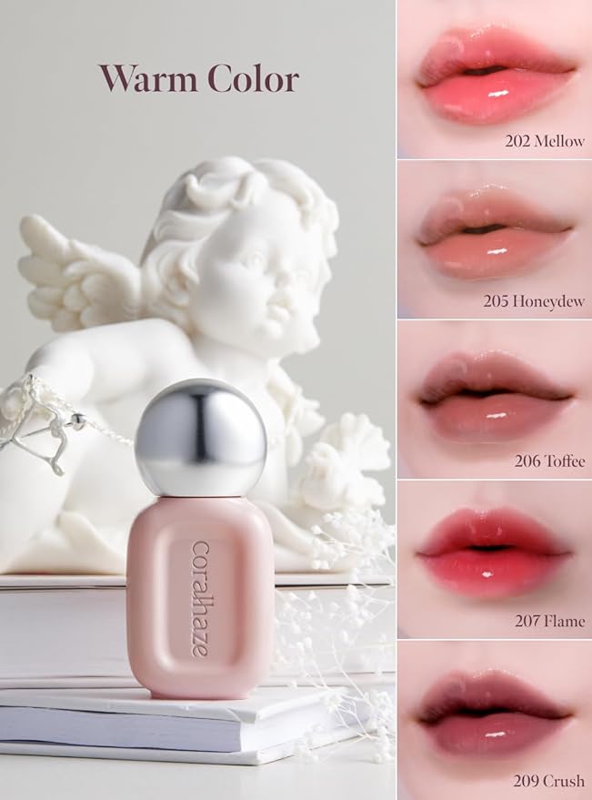 Dew Drop Tint #202 Mellow 4.5g, Glossy, Lightweight Lip Stain, Glass-Like, High Shine, Moisturizing Lip Oil, Long Lasting Color, Hydrating Gloss, Dewy Finish, Korean Beauty Makeup