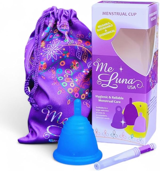 Most Customizable Menstrual Cup with Stem Handle | MeLuna Me Luna | Comfortable Period Cup Reusable Cup | Tampon Pad Alternative for Low Cervix | Shorty