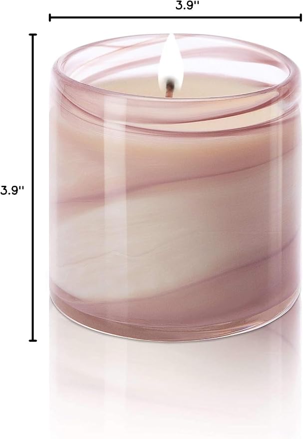 Luxury Scented Candle, Orange Blossom | Handblown Decorative Glass Jar, Long Burning Aromatherapy, Soy Wax with Natural Fragrance Essential Oils, For Women Gifts