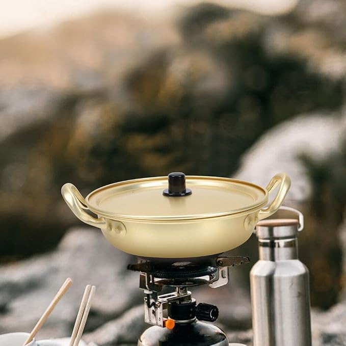 Luxshiny Aluminum Alloy Pot Korean Ramen Pot Instant Noodles Cooker Portable Thermally Conductive Bottom