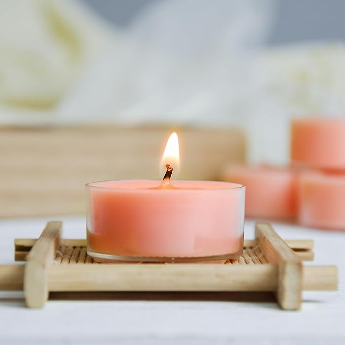 DEYBBY Natural Hibiscus Orchid Scented Soy Wax Tealight Candles Bulk, Aromatherapy Luxury Tea Candle Set of 24-4 Hour Burning Great Gift