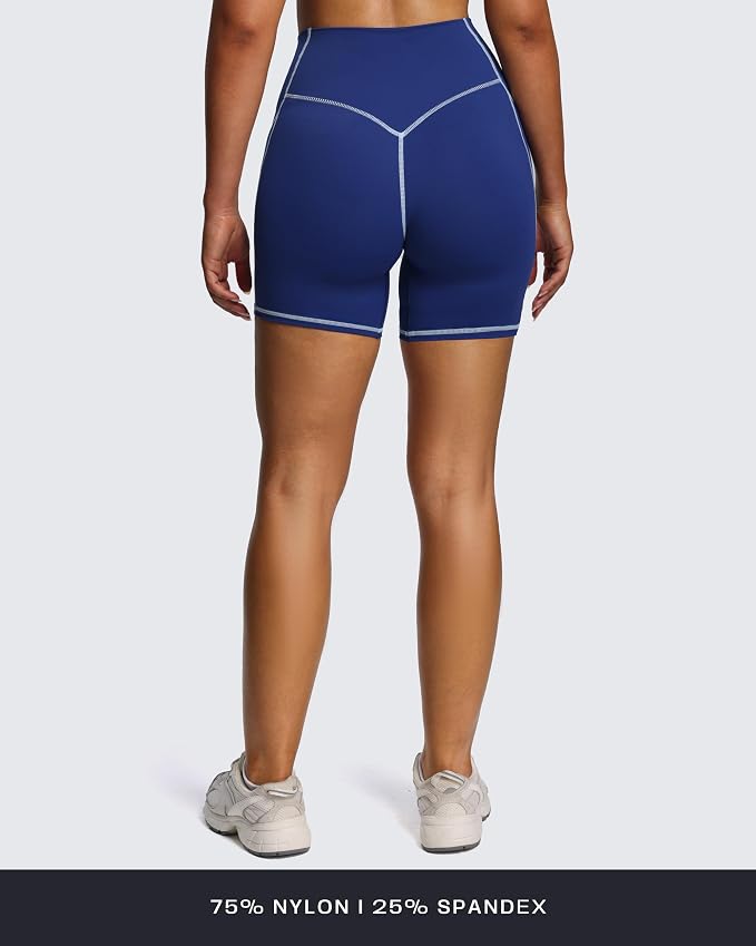 Aoxjox Lexi Lined Workout Biker Shorts for Women Tummy Control High Waisted Exercise Athletic Gym Running Yoga Short 6"