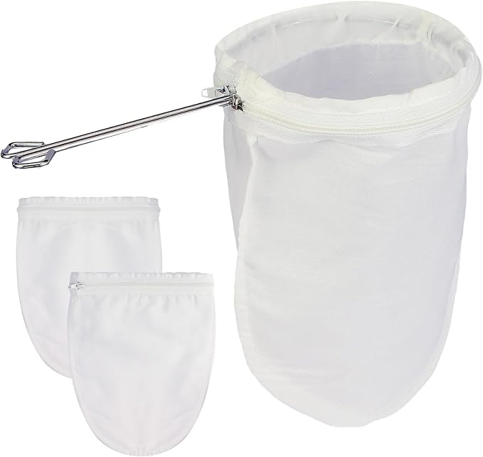 Fine Mesh Strainer, 3Pcs Reusable Cloth Strainer Bags with Stainless Steel Handle, Nut Milk Bag, Juice Strainer for Kitchen