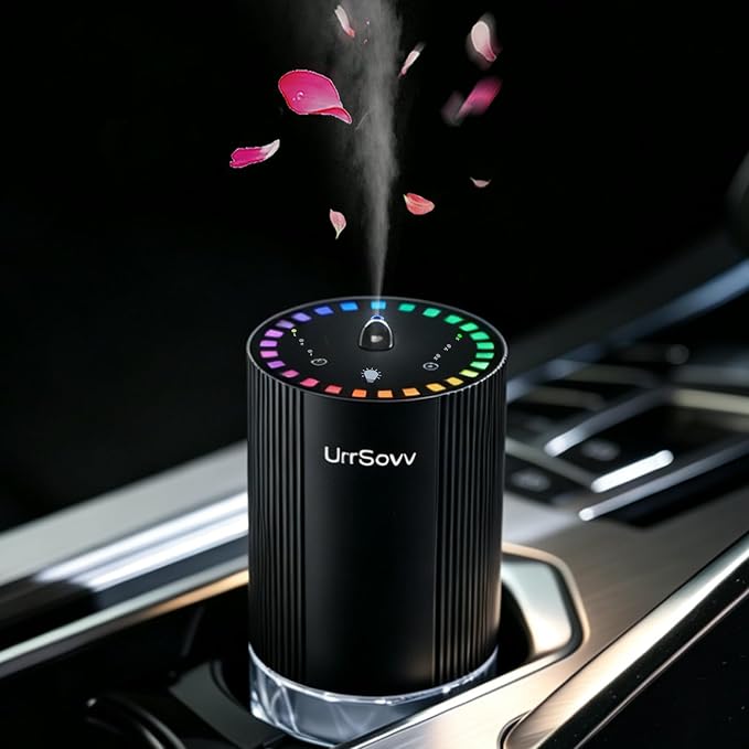 UrrSovv Waterless Car Essential Oil Diffuser Battery Operated (Black) | Waterless Aluminum Alloy 4000mAh Long Lasting Battery Operated Essential Oil Diffuser for Car Home Office