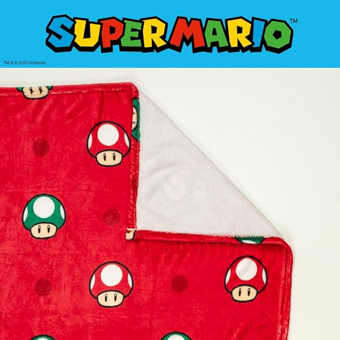 Franco Nintendo Super Mario Gaming Toad Kids Bedding Super Soft Plush Throw Blanket, 46 in x 60 in, (Officially Licensed Product)