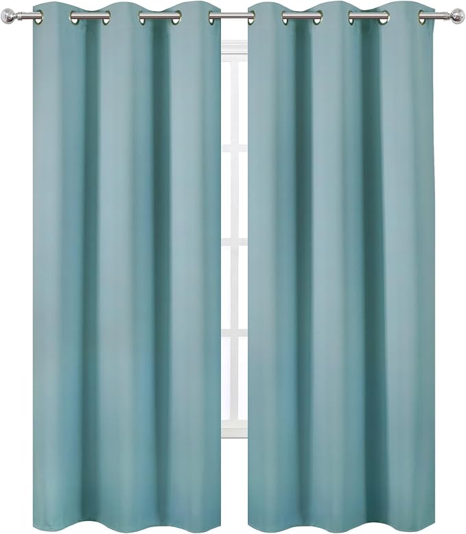 LEMOMO Stone Blue Thermal Blackout Curtains/42 x 84 Inch/Set of 2 Panels Room Darkening Curtains for Bedroom