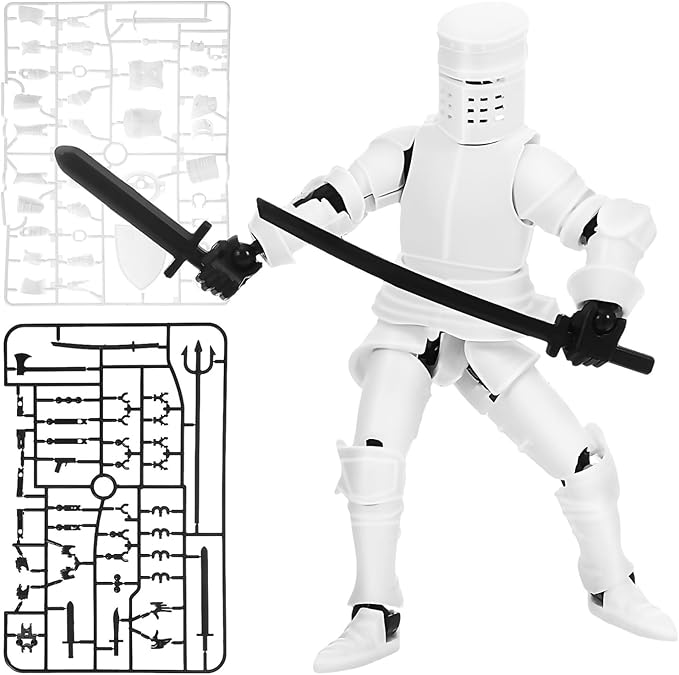 Toyvian 1set Articulated Medieval Knight Action Figure Accessories Poseable Robot Toy for Creative Play Includes Dual Helmets and Hand Styles Desktop Ornament and Shelf Decoration