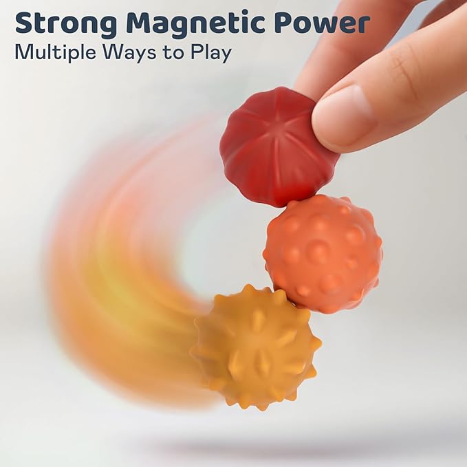 Magnetic Sensory Fidget Balls – 3PC Large Weighted Textured Silicone Stress Relief Toys for Adults & Teens with ADHD, Autism, Anxiety – Quiet Fidget Magnets for Desk, Travel, Office & Gifting