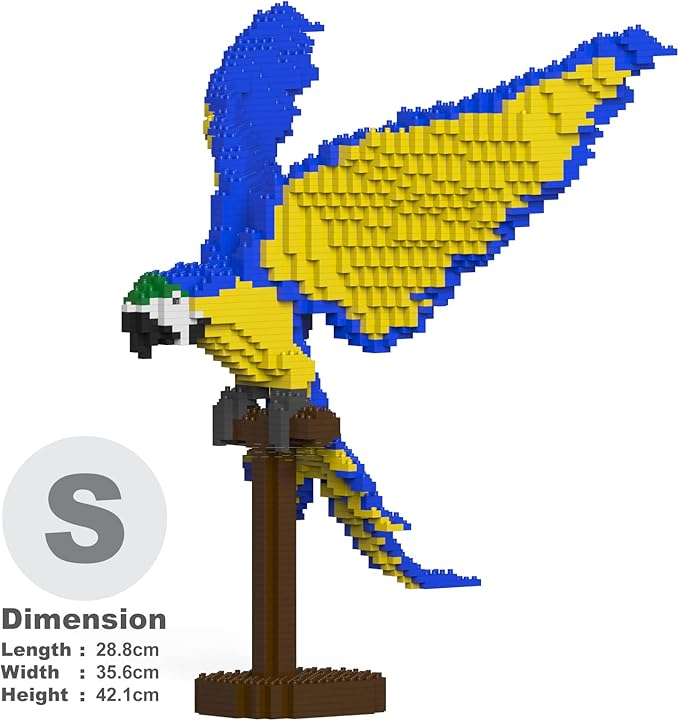 JEKCA Blue-and-Gold Macaw 02S | Parrot Plastic Building Blocks | Age 14+
