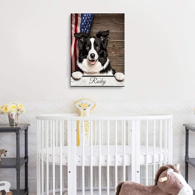 Custom Wooden Jigsaw Puzzles with Your Dog's Name on Border Collie Art Print - 300 500 1000PCS Puzzles Game and Home Wall Decor