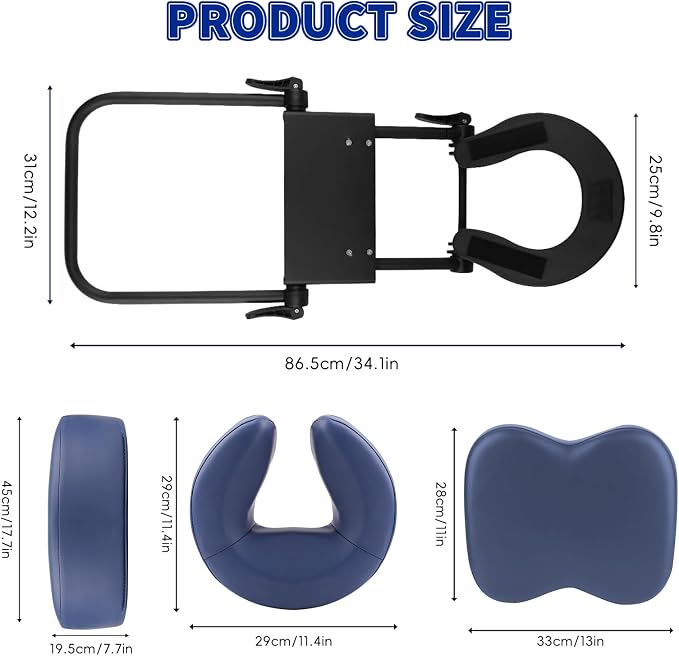 TOROKOM Massage Portable Face Down Massage Kit for Desk and Table Top, Adjustable Headrest Face Pillow Cradle & Chest Pad(Blue)