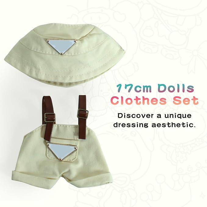 17cm Clothes Set (NO Doll): Hat & Overalls Set for 17cm Accessories Suit - Stylish Adorable Dolls Clothes Accessories - Cute Clothes for Dress up Unique Style (ZL-C002)