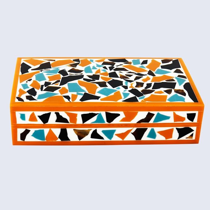 Handicrafts Home Decorative Keepsake Box 8x5 – Small Organizer Box with Lid, Boho Decorative Storage, Retro Memory Box, Unique Coffee Table Décor, Jewelry or Trinket Box, Modern Shelf Decorative Box