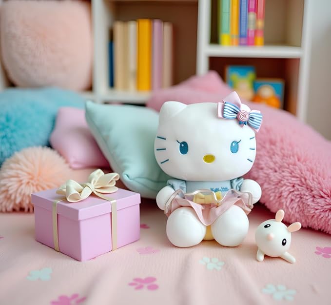 AlphaDesignLuxe Kitty Plush 10” Collectible Kitty Plushie Cute Stuffed Animal Toy Adorable Kawaii Doll (Girly)