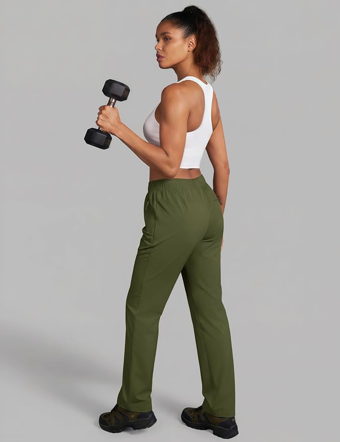 MAGCOMSEN Women's Hiking Pants Lightweight Quick Dry UPF 50 Water Resistant Elastic Waist Golf Travel Pants Zip Pockets
