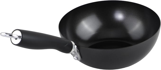 GoodCook Everyday Nonstick Wok, 8-Inch, Black, Carbon Steel Small Wok, High Wall Construction, Flat Base, Ergonomic Flame Guard Handle, Non-Stick Wok Pan for Stir Fry and Sautéing