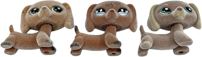 3pcs/Set Custom Flocked Pet Shop Toys Short Hair Cat Kitten Collie Great Dane Cocker Spaniel Dachshund Puppy Dog OOAK Compatible with LPS (#Mono and #640 and #1751)