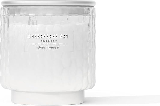 Chesapeake Bay, 11oz Ocean Retreat Scented Candle, Mood Evoking Fragrance, Textured Sea Glass-Inspired Jar, Premium Soy Blend Wax with Essential Oils, Coastal Fragrance for Home Décor or Gifting