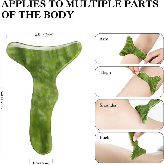 Jade Stone Large gua sha Massage Tool, Gua Sha Body Tool with Hand Grip, Muscle Scraping Massage Tools,Lymphatic Drainage Massager,Body Sculpting Anti Cellulite Tools for Men Women