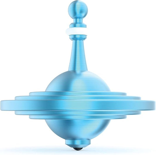 UFO Tops Cussac - Metal Spinning Fidget Toy Top - Inspired by The Documented 1967 UFO Sighting in Cussac, France (Sulfur Blue)