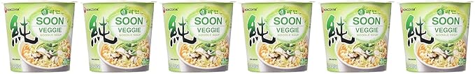 Nongshim Soon Cup Noodle Soup,Veggie,2.6 Ounce,(Pack of 12)